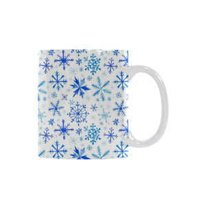 Blue Snowflake Pattern Classical White Mug (FulFilled In US)