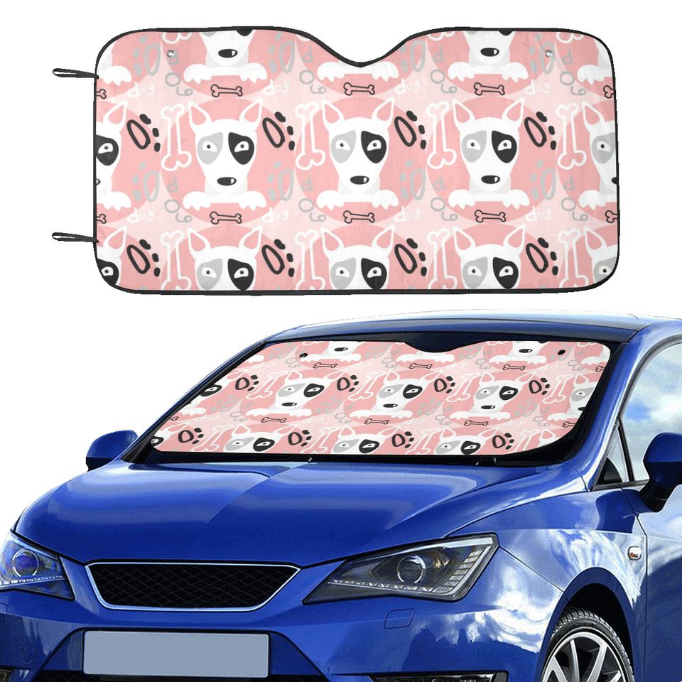 Bull Terrier Pattern Print Design 03 Car Sun Shade