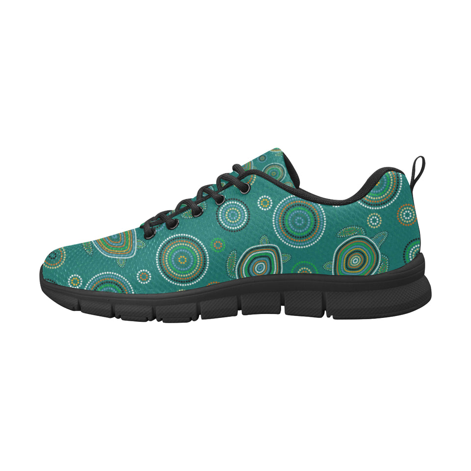 Sea Turtle Aboriginal Pattern Men's Sneakers Black