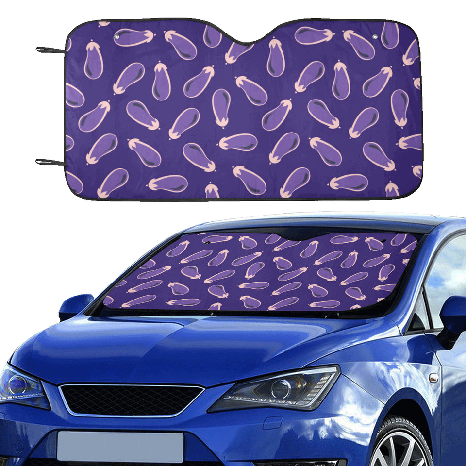 Eggplant Pattern Print Design 02 Car Sun Shade