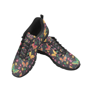 Butterfly Flower Pattern Men's Sneakers Black