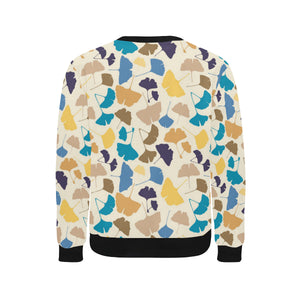 Colorful Ginkgo Leaves Pattern Men's Crew Neck Sweatshirt