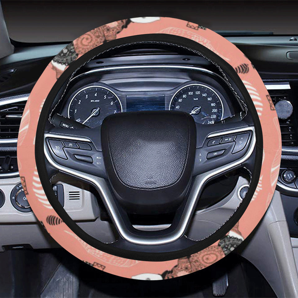 Rhino Tribal Pattern Car Steering Wheel Cover
