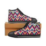 Zigzag Chevron Pattern Background Women's High Top Canvas Shoes Black