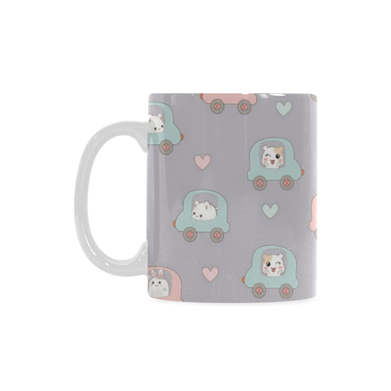 Hamster in Car Heart Pattern Classical White Mug (FulFilled In US)
