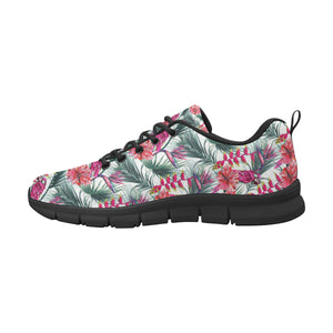 Pink Parrot Heliconia Pattern Men's Sneakers Black