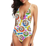 Colorful Beagle Bone Pattern Women's One-Piece Swimsuit