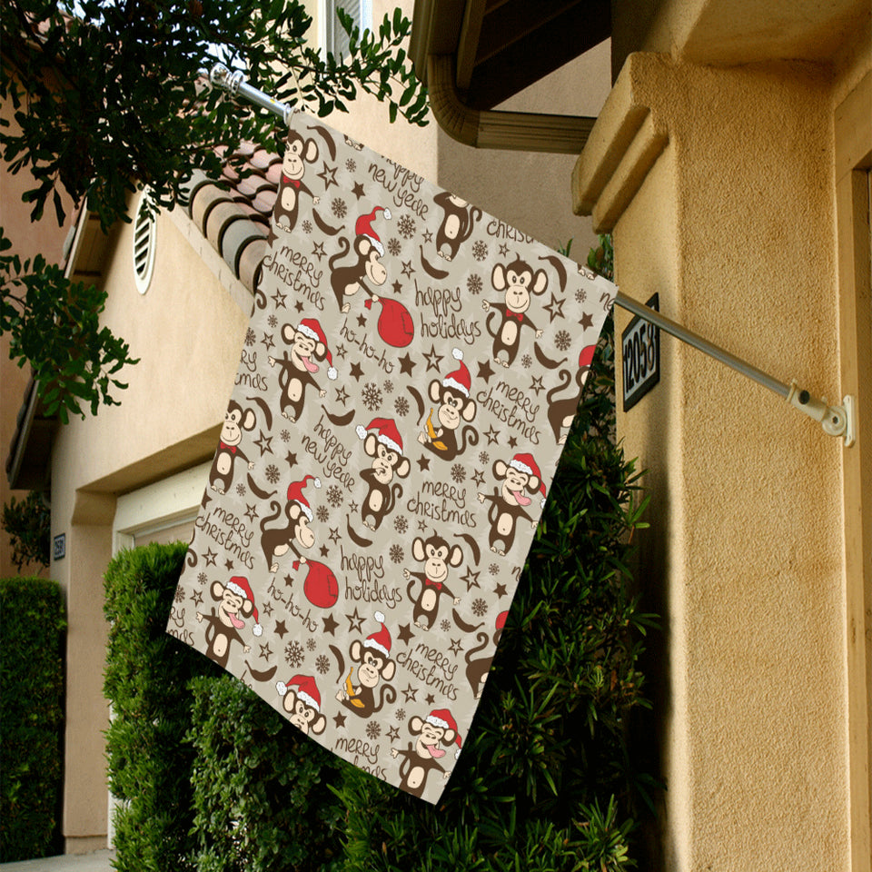 Monkey Christmas Pattern House Flag Garden Flag