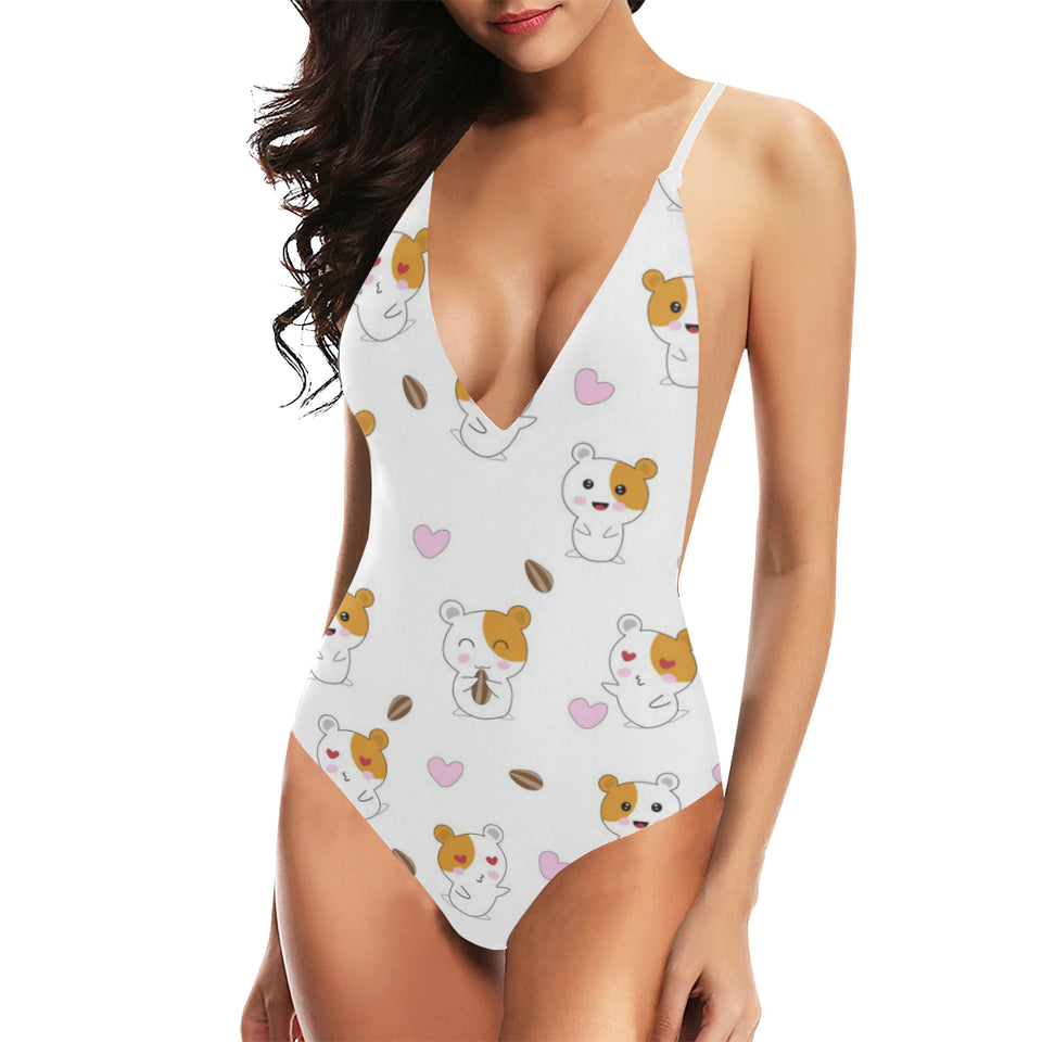 Hamster Seed Heart Pattern Women's One-Piece Swimsuit