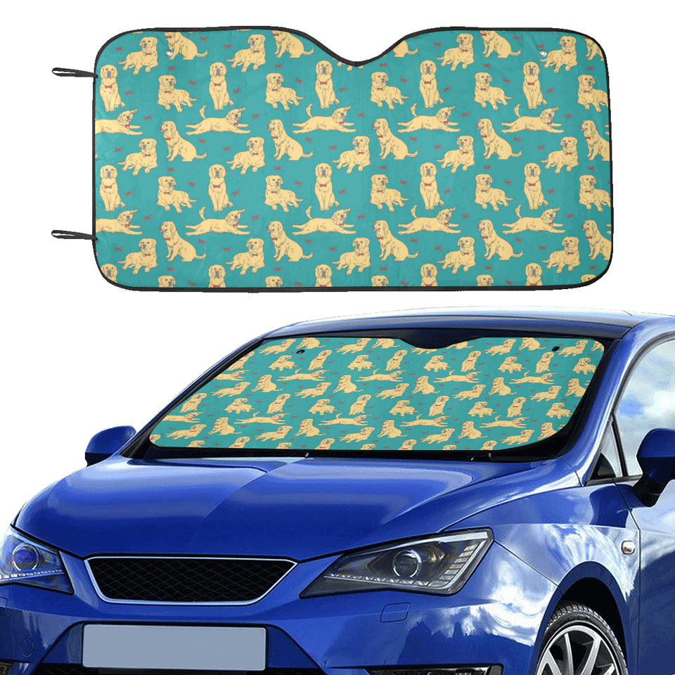 Golden Retriever Pattern Print Design 05 Car Sun Shade