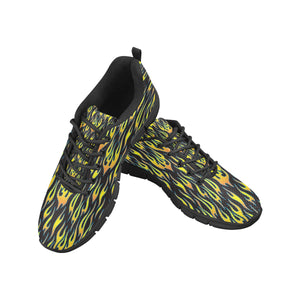 Flame Fire Pattern Background Men's Sneakers Black