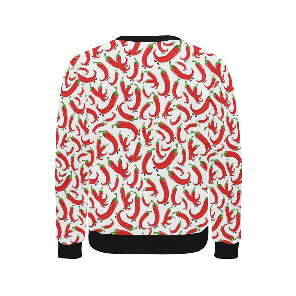 Red Chili Pattern Men's Crew Neck Sweatshirt
