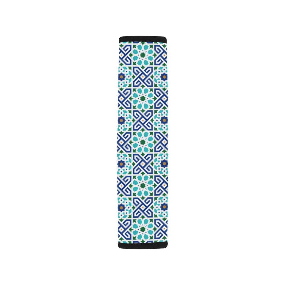 Blue Theme Arabic Morocco Pattern Car Seat Belt Cover