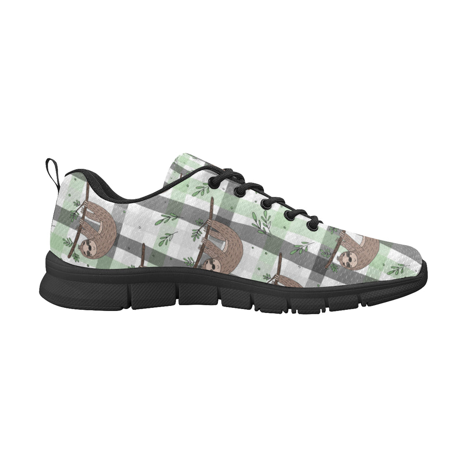 Sloth Pattern Stripe Background Men's Sneakers Black