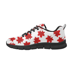 Red Maple Leaves Pattern Men's Sneakers Black