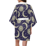 Moon Tribal Pattern Women's Short Kimono Robe