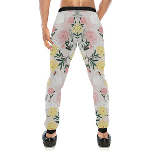 Swan Flower Pattern Unisex Casual Sweatpants