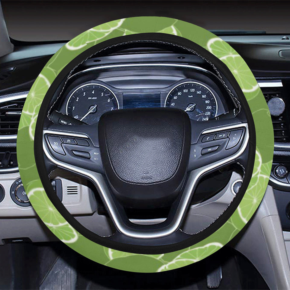 Lime Pattern Background Car Steering Wheel Cover
