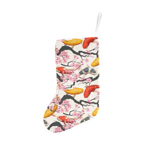 Colorful Koi Fish Carp Fish and Sakura Pattern Christmas Stocking