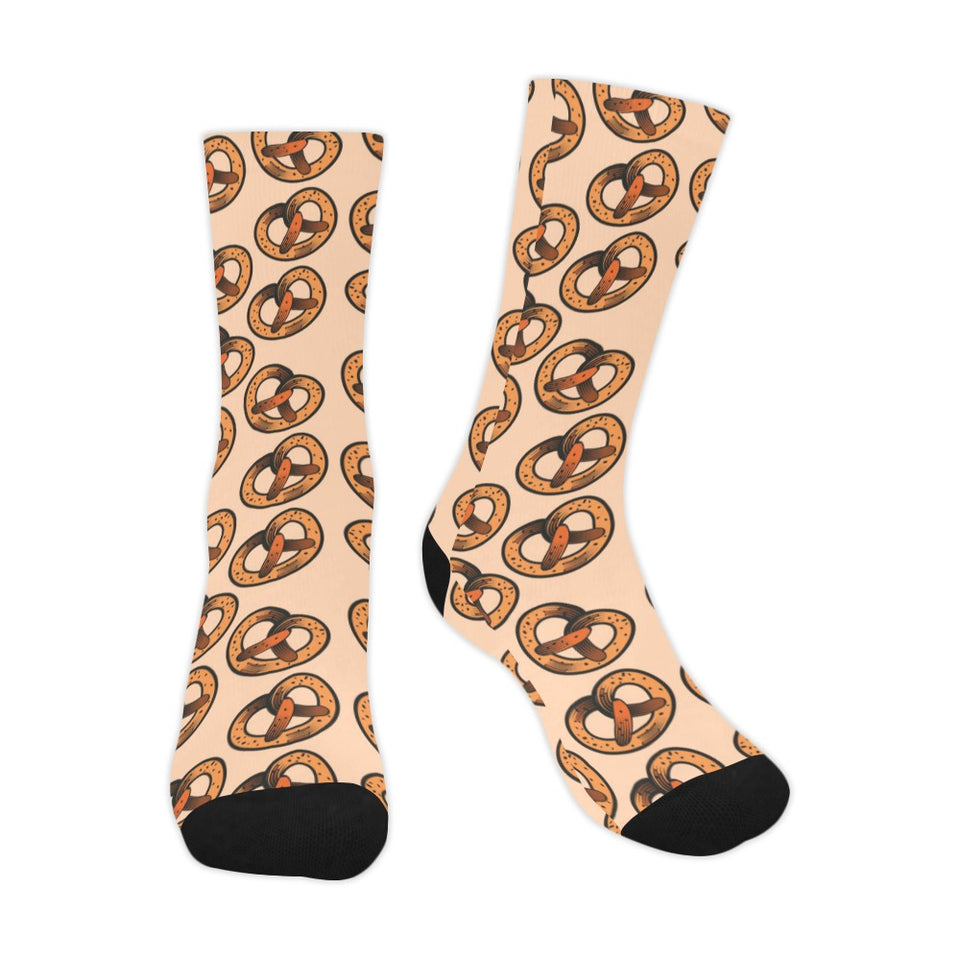 Pretzels Pattern Print Design 02 Crew Socks