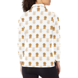 Golden Retriever Pattern Print Design 03 Women's Long Sleeve Polo Shirt