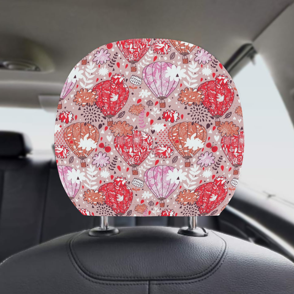 Red Pink Hot Air Balloon Pattern Car Headrest Cover