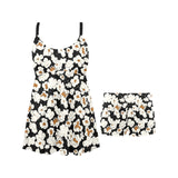 Popcorn Pattern Print Design 02 Chest Sexy Pleated Two Piece Swim Dress