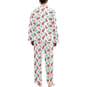 Ladybug Pattern Print Design 03 Men's Long Pajama Set