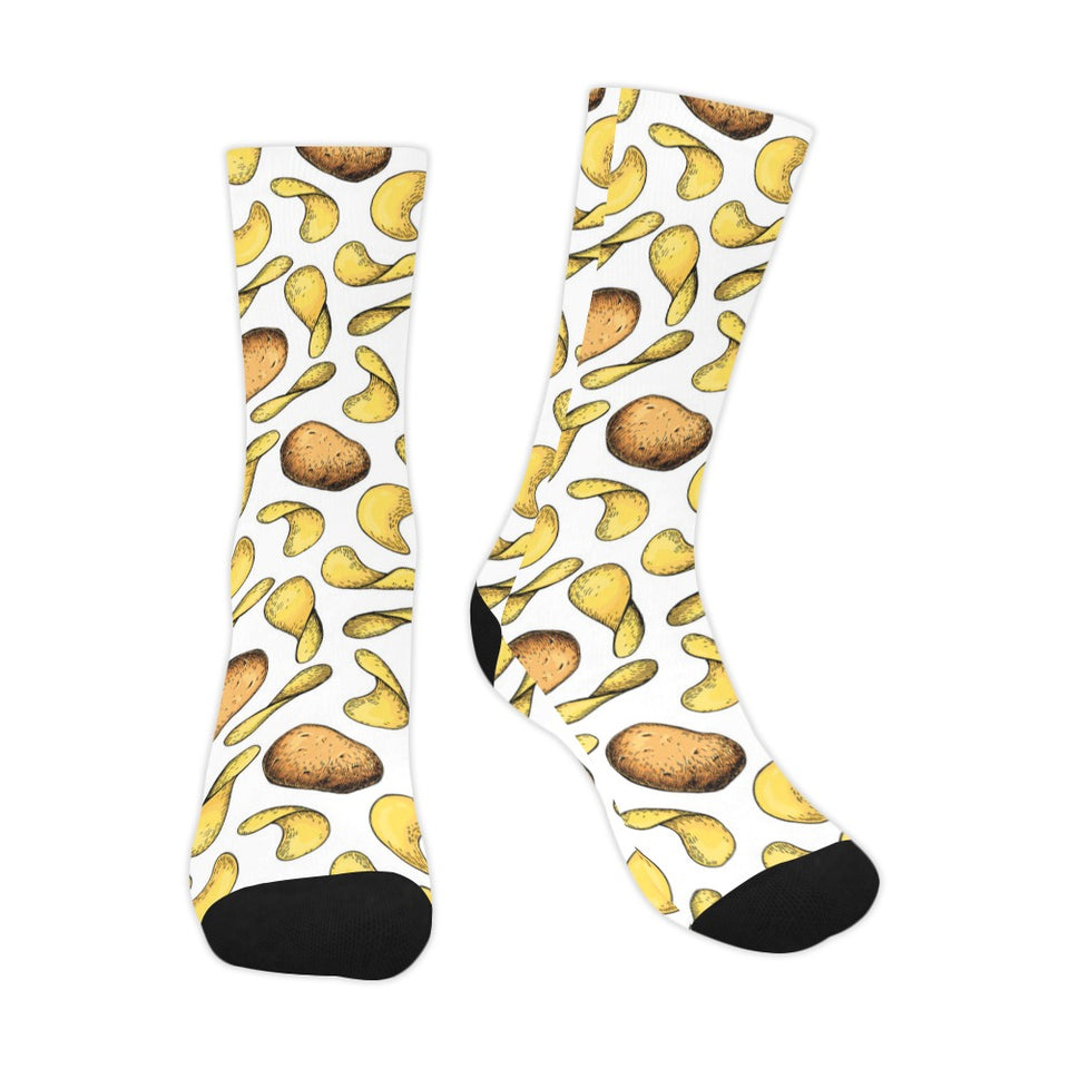 Potato Chips Pattern Print Design 01 Crew Socks