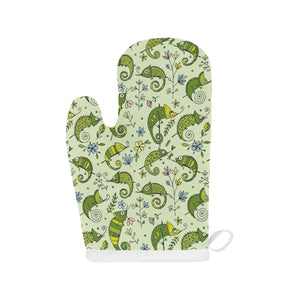 Cute Chameleon Lizard Pattern Heat Resistant Oven Mitts