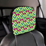 Cherry Pattern Green Background Car Headrest Cover