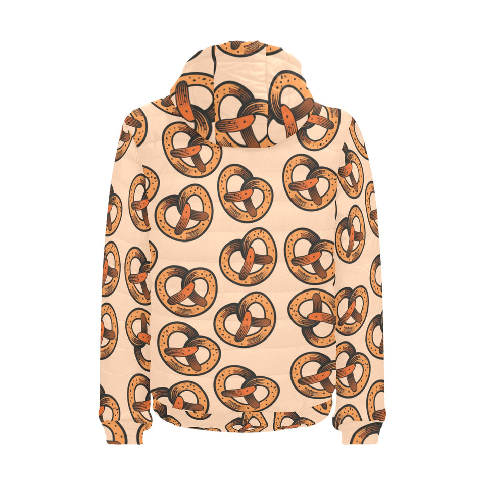 Pretzels Pattern Print Design 02 Men's Padded Hooded Jacket(ModelH42)