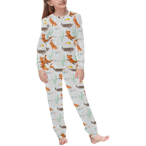 Swimming Fish Otter Pattern Kids' Boys' Girls' All Over Print Pajama Set