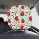 Dragon Fruit Pattern Green Background Car Headrest Cover