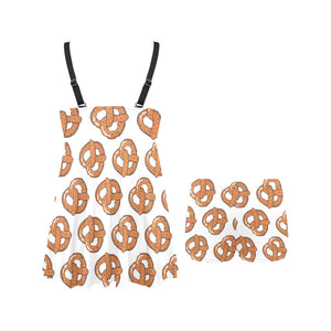 Pretzels Pattern Print Design 05 Chest Sexy Pleated Two Piece Swim Dress