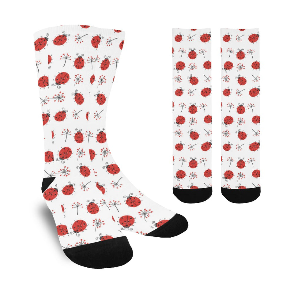 Ladybug Pattern Print Design 04 Crew Socks
