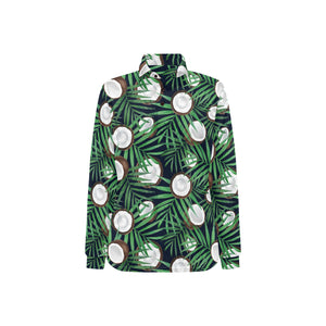 Coconut Pattern Print Design 01 Women's Long Sleeve Polo Shirt