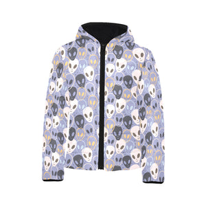 Alien Pattern Print Design 05 Kids' Boys' Girls' Padded Hooded Jacket