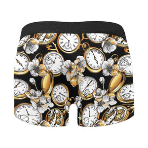 Clock Flower Pattern Men's All Over Print Boxer Briefs Men's Underwear