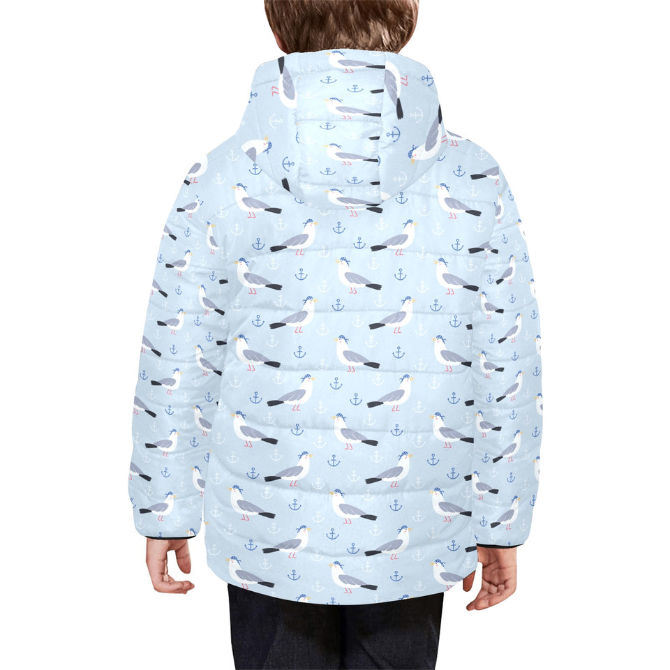 Pigeon Pattern Print Design 03 Kids' Boys' Girls' Padded Hooded Jacket