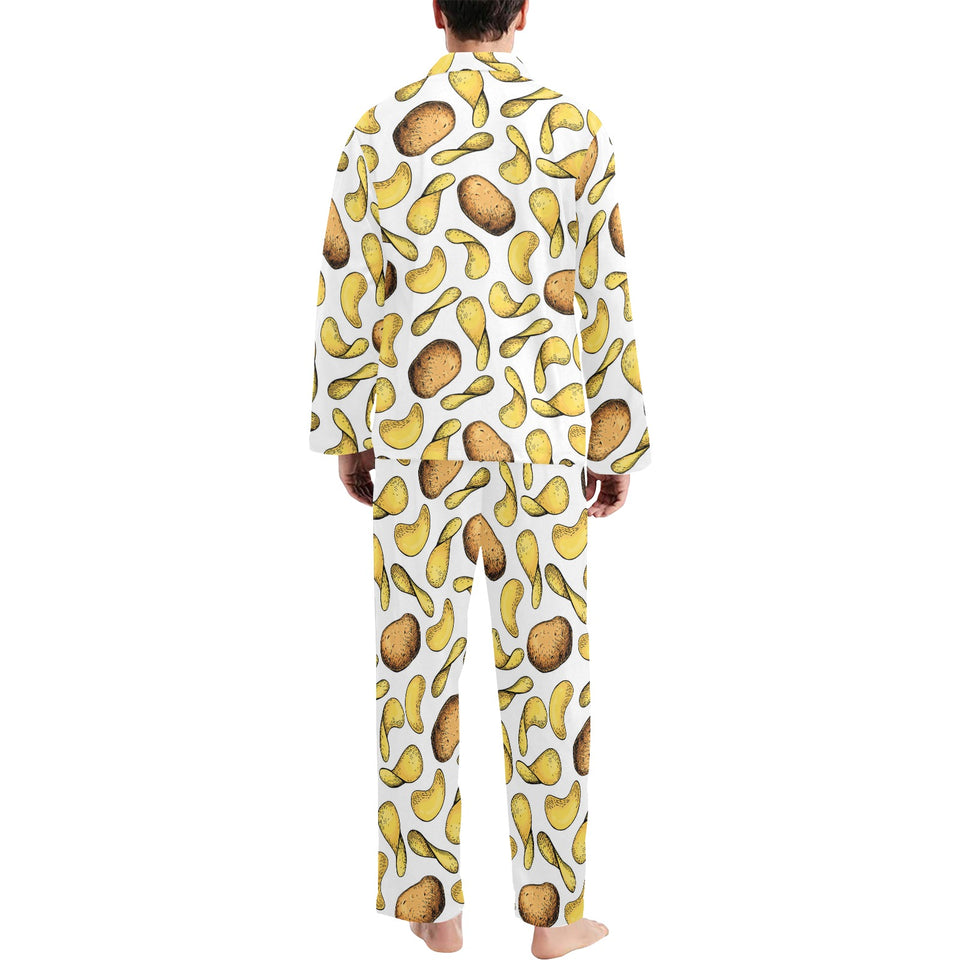 Potato Chips Pattern Print Design 01 Men's Long Pajama Set