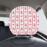 Heliconia Pink White Pattern Car Headrest Cover