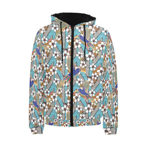 Hummingbird Pattern Print Design 02 Men's Padded Hooded Jacket(ModelH42)