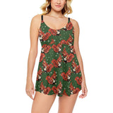 Squirrel Pattern Print Design 03 Chest Sexy Pleated Two Piece Swim Dress