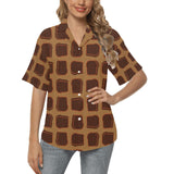 Bread Toast Pattern Print Design 04 Women's All Over Print Hawaiian Shirt