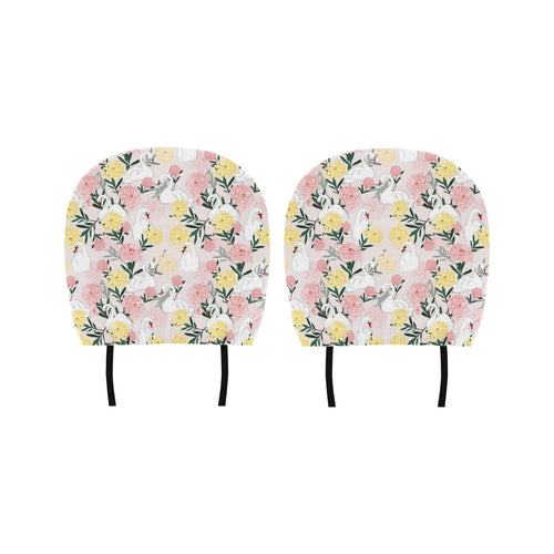 Swan Flower Pattern Car Headrest Cover