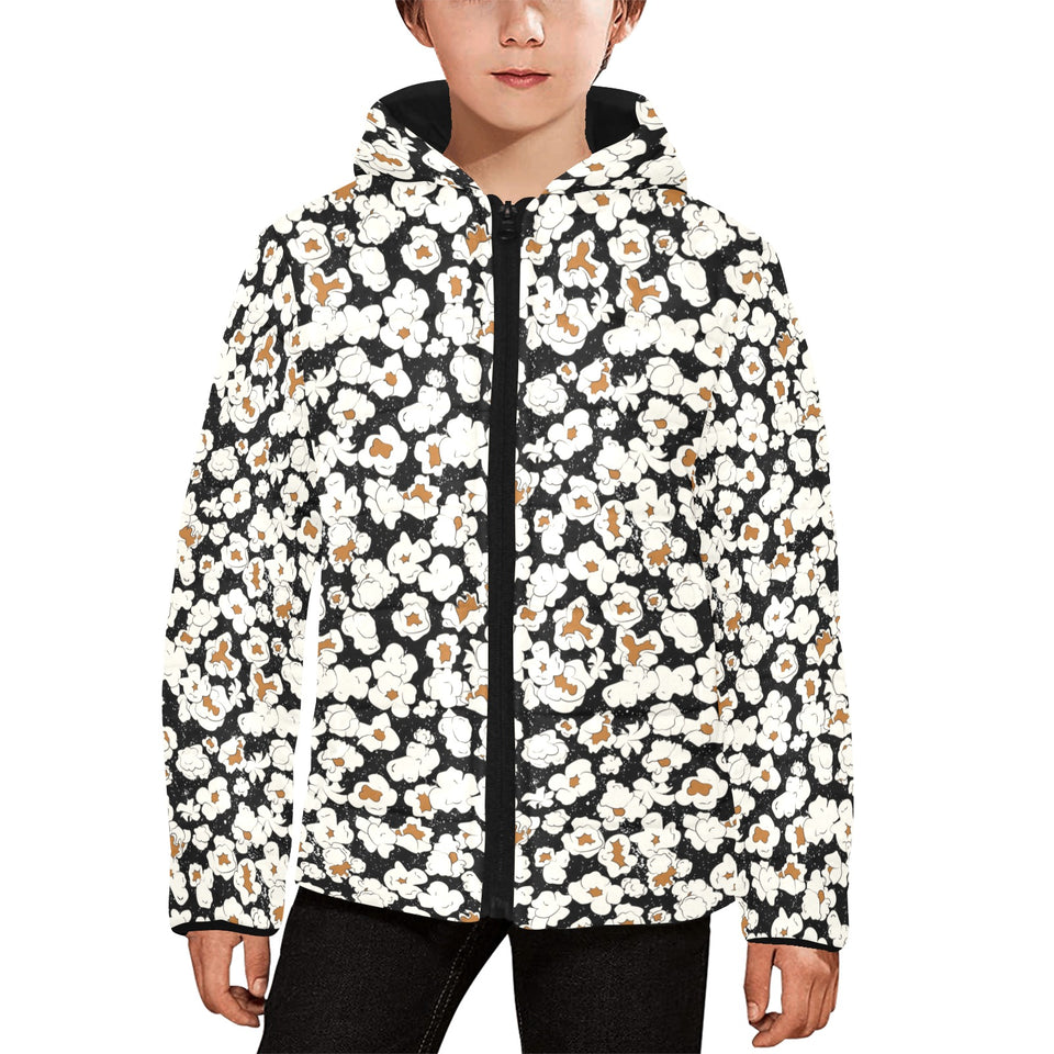 Popcorn Pattern Print Design 02 Kids' Boys' Girls' Padded Hooded Jacket