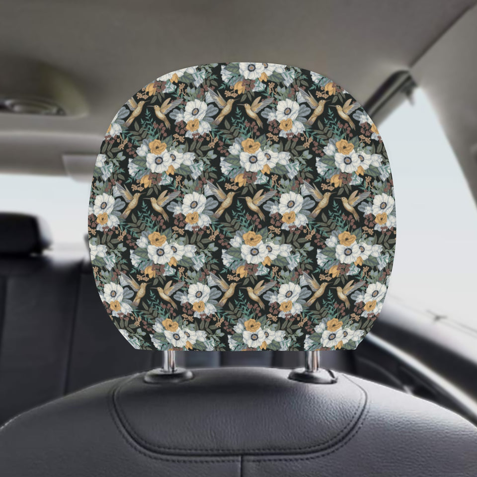 Hummingbird Pattern Print Design 05 Car Headrest Cover