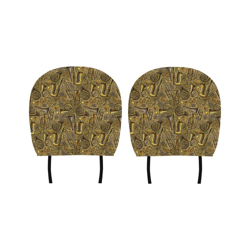 Saxophone Gold Pattern Car Headrest Cover