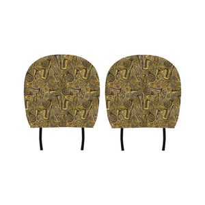 Saxophone Gold Pattern Car Headrest Cover